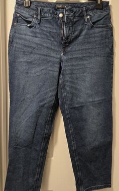 Simply Vera Vera Wang Women's Relaxed Boyfriend Crop Jeans in Dark Blue, Size 12